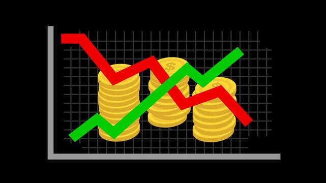 video animation icon graphic trend stock market and financial shares concept, on a transparent background with alpha channel set to zero