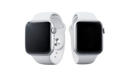 Apple watch series product showcase white band smart watch technology display isolated on transparent background