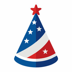 4th of July Party Hat Vector Icon with Stars – Patriotic Celebration Graphic on White Background