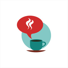 Hot drinks vector icons of a cup of coffee, a cup of tea, and a cappuccino with a heart symbol