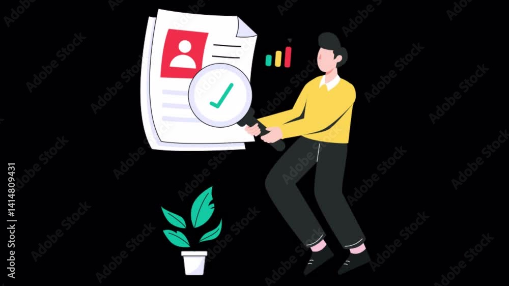 Poster hr management motion graphic rendering with transparent alpha channel and 4k resolution