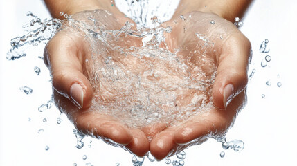 Fototapeta premium human hands with water splashing on them