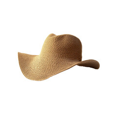 Beige Straw Sun Hat Isolated on Transparent Background