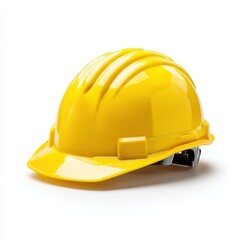 Fototapeta premium Yellow construction helmet close up on white background