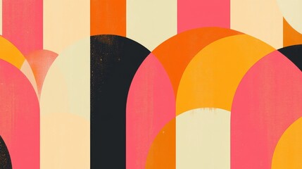 Minimalist 1970s-inspired abstract background with geometric retro patterns in warm earth tones