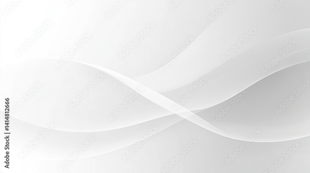 Poster clean white background with abstract wave lines pattern, smooth elegant curves