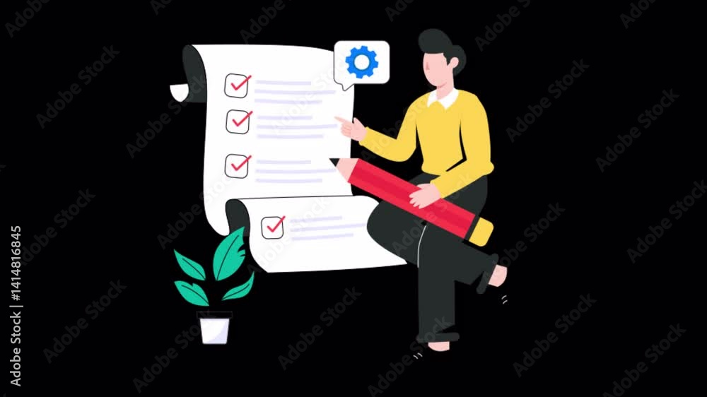 Poster task list motion graphic rendering with transparent alpha channel and 4k resolution