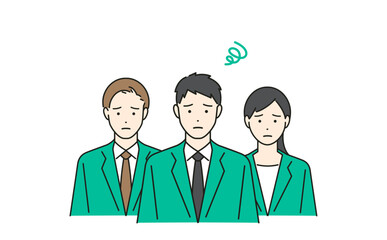 スーツを着たビジネスマンが困っているベクターイラストセット