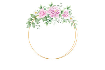 frame watercolor pink rose wreath