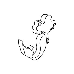 The outline of a large mermaid symbol is made with black lines. 3D view of the object in perspective. Vector illustration on white background