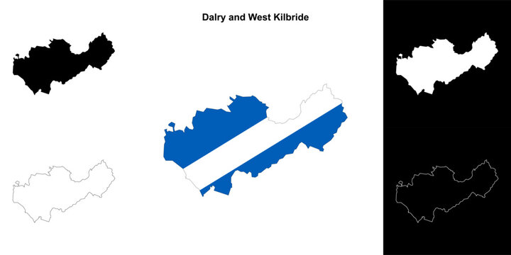 Dalry and West Kilbride blank outline map set