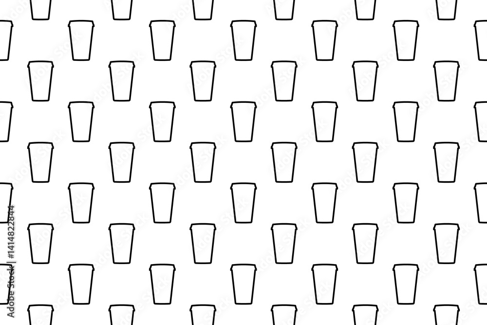 Poster seamless pattern completely filled with outlines of paper coffee cups. elements are evenly spaced. i