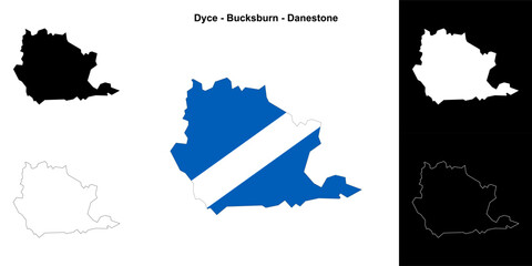 Fototapeta premium Dyce - Bucksburn - Danestone blank outline map set