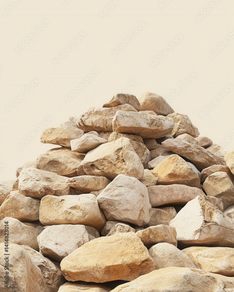Aufkleber stone pile against a neutral background creating a natural texture and pattern for a zen garden or r