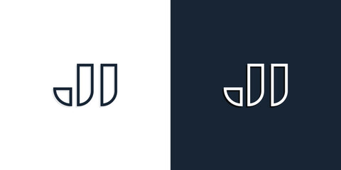 Abstract line art initial letters JU logo.