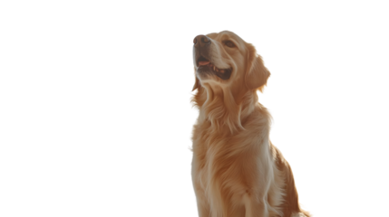 Majestic Golden Retriever Sitting on White Background - Isolated