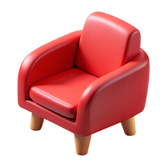 Fototapeta premium Red armchair, modern design, comfortable seating, home decor, interior design element, cozy living room, stylish furniture. 3D render illustration icon.