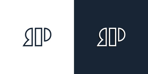 Abstract line art initial letters RP logo.