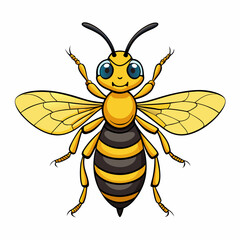 bee, cartoon, honey, insect, vector, illustration, animal, yellow, wasp, nature, fly, flying, bug, funny, 3d, black, smile, cute, wing, happy, character, bumblebee, isolated, sweet, bees