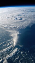 Breathtaking Aerial View of Earth Atmosphere with Cloudscape and Blue Horizon from Space Station Perspective Capturing Natural Beauty
