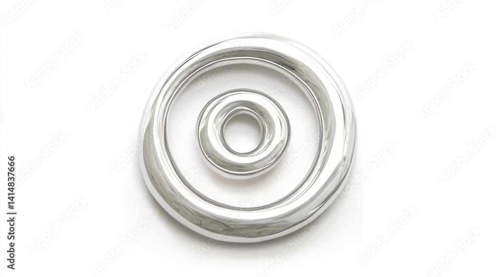 Poster minimalist chrome circles on white background creating a modern and clean abstract design with smoot