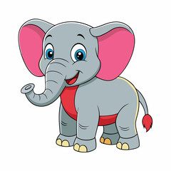 elephant, cartoon, animal, baby, illustration, vector, mammal, fun, character, safari, cute, funny, pink, wild, animals, drawing, wildlife, nature, zoo, art, happy, comic, jungle, gray, trunk