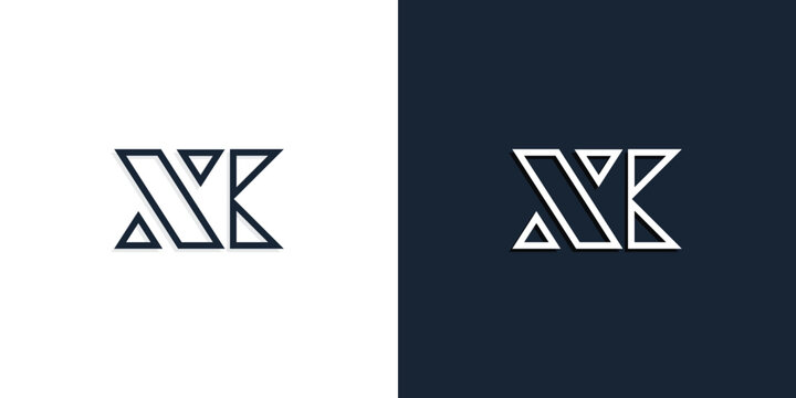 Abstract line art initial letters XK logo.
