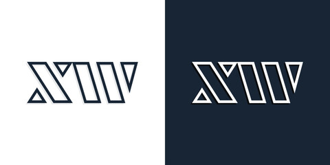 Abstract line art initial letters XW logo.