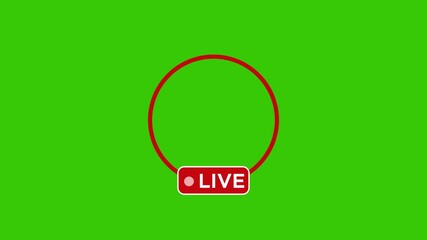 animated Red Live Stream Indicator on Green Screen  or transparent Background.animation online profil live stream for broadcast recording and live streaming