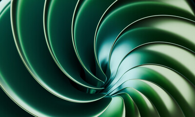 Futuristic Green Abstract Wave - Metallic Gradient 3D Artwork