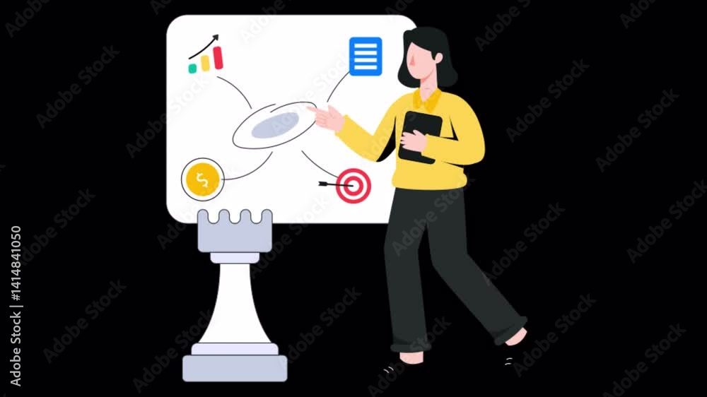 Poster business strategy motion graphic rendering with transparent alpha channel and 4k resolution
