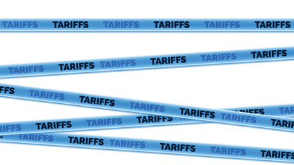 Tariff Finance Global Banner. Illustration Taxaion Embargo. International Economy Tariffs Increase Visualisation. Geopolitics Issue Sanction Banner. Protectionism Customs Duty. Trade War Caution Tape.
