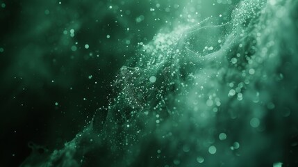 Obraz premium Abstract Green Particle Wave: Energy Flow Background