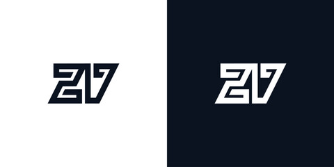 Fototapeta premium Minimal creative initial letters ZD logo