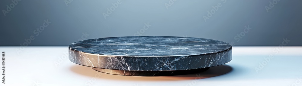 Poster marble podium presentation stone visual concept. minimalistic circular display platform with a sleek