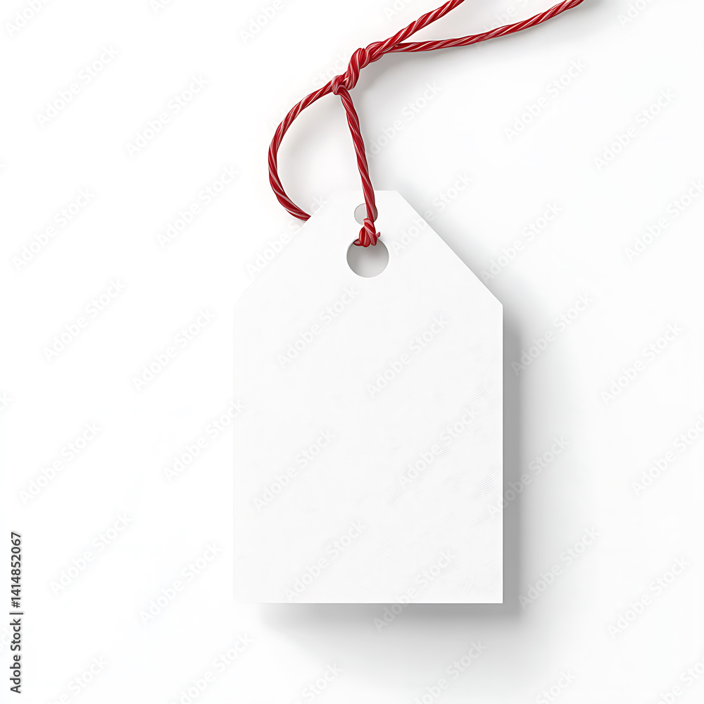 Poster tagging event white blank price tag studio setting mockup design creative workspace top-down view br