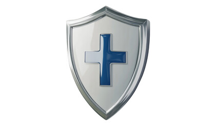 Obraz premium Blue Shield with White Cross Icon