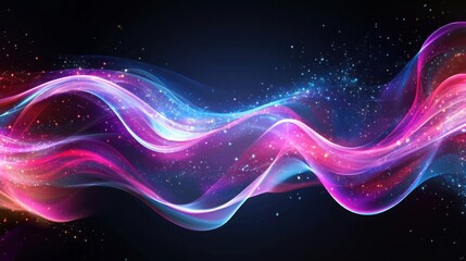 Vibrant pink and blue neon wave abstract background