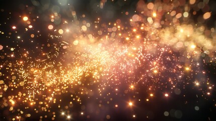Fototapeta premium Festive Golden Sparkle Background for Celebrations, Events, Holidays and New Year with Bokeh Effects and Glittering Light
