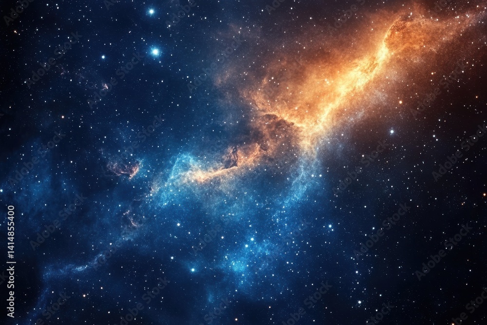 Poster a vibrant cosmic display featuring swirling nebula clouds and distant stars in a deep space environm