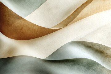 Harmonious geometric abstraction with flowing fabric textures in soft colors