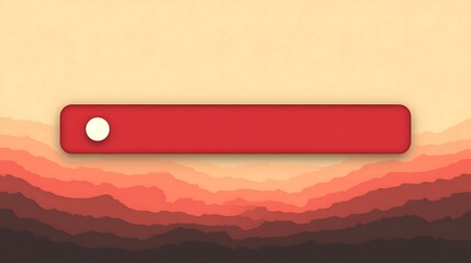 Red Navigation Bar Button Above Layered Mountain Ridge Landscape Graphic Illustration