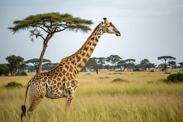 Fototapeta premium Wildlife lineup: lion, cheetah, hyena, jackal, and serval, isolated.bear, buffalo, Echidna, gorilla, fox,zebra,tiger