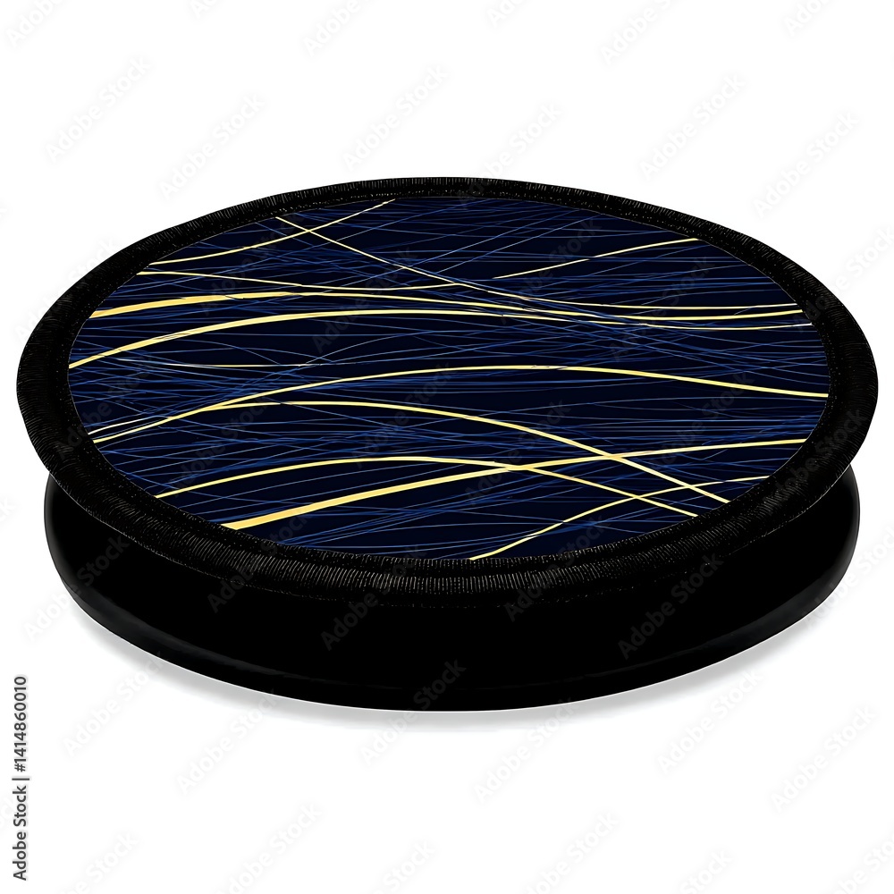 Poster round graphic element with abstract lines and dark background for design applications and decor.