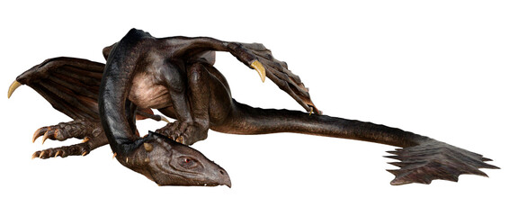 3D Rendering Fairy Tale Dragon on White
