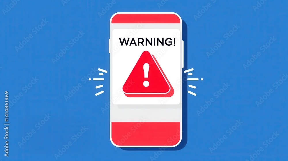 Aufkleber scam call phone security. warning alert displayed on a smartphone with a blue background.
