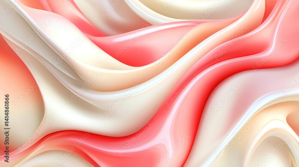 Poster flowing abstract forms of pale pink and cream create a soft, dynamic texture.