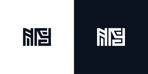 Minimal creative initial letters NY logo