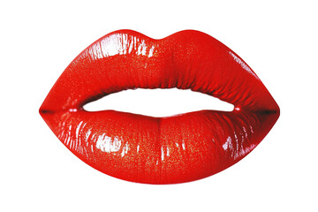 Luscious, red lips against a transparent background, creating a sensual and striking visual