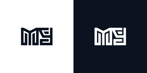 Minimal creative initial letters MY logo